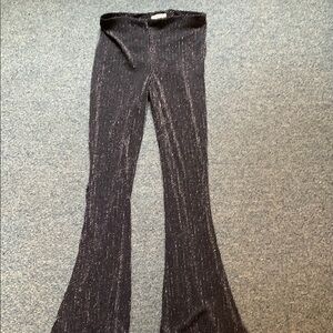 Black and White Striped Flared Pants